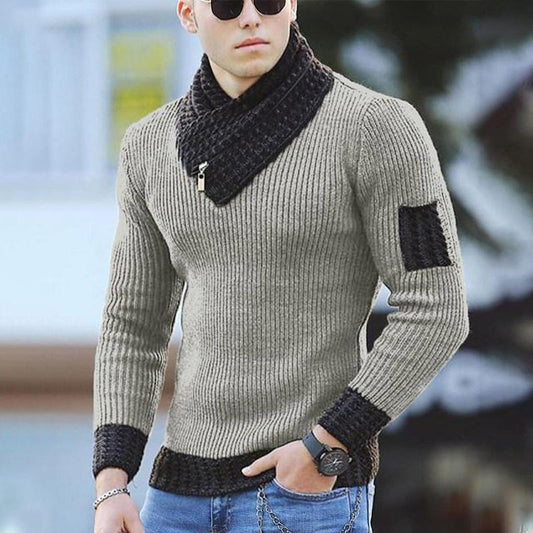 Langermet genser for menn med unik sjalkrage