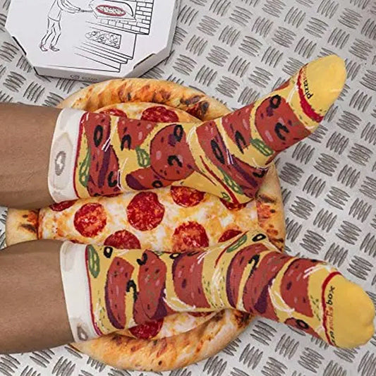 Pizza sokker boks: fargerike pizzasokker i en unik pizzaboks